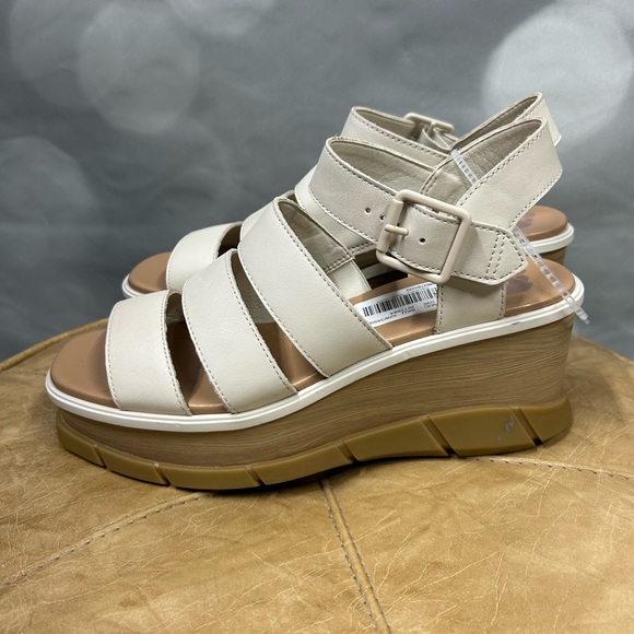 NWOB Sorel strappy cream off-white platform sandal size 9.5 - Picture 1 of 8